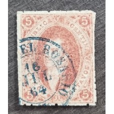 ARGENTINA 1864 GJ 19 RIVADAVIA ESTAMPILLA DE PRIMERA TIRADA CON MATASELLO ZUL DE ROSARIO 16/7/1864 HERMOSO EJEMPLAR DE GRAN CALIDAD U$ 30